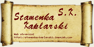 Stamenka Kaplarski vizit kartica